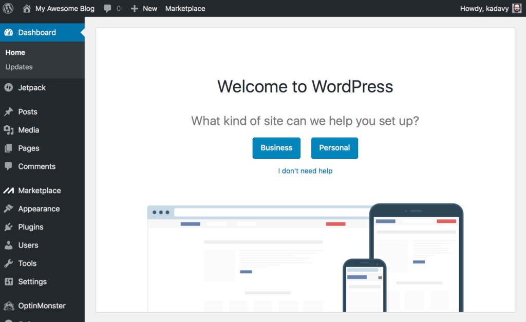 WordPress admin panel
